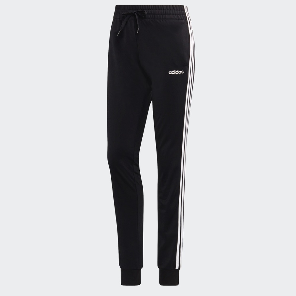 adidas Womens Black White Striped Tricot Polyester Jogger Pants